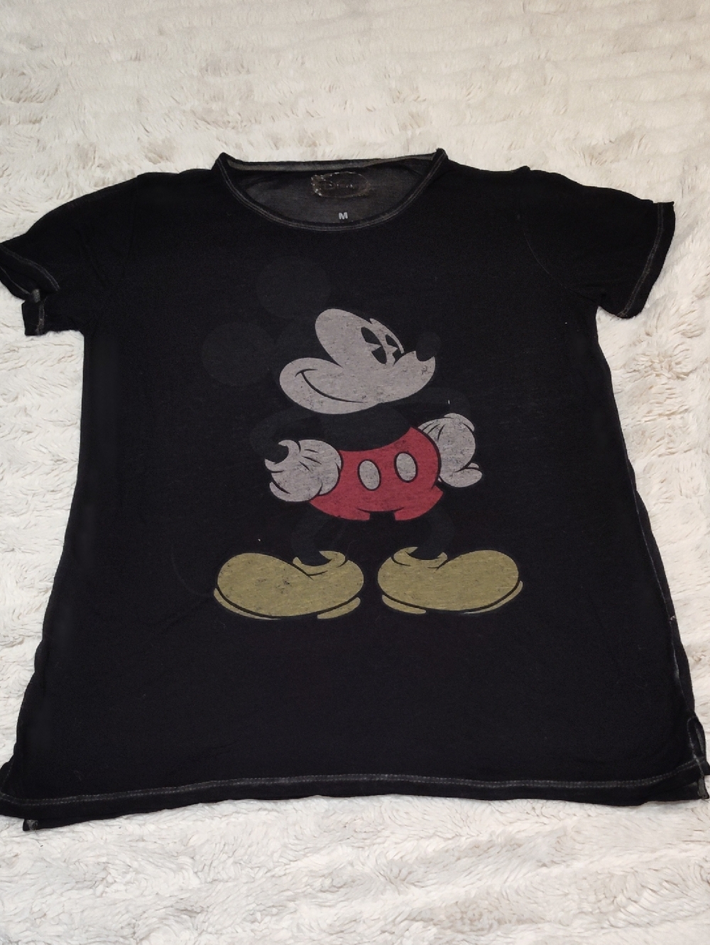 Disney Black Short Sleeve Tee with Vintage Mickey Graphic